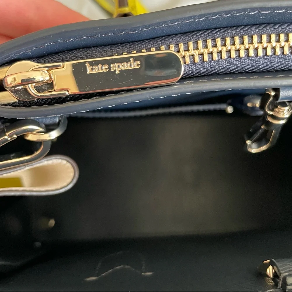 Kate Spade Navy and Green Colorblock Knott Purse Pebbled‎ Leather Medium